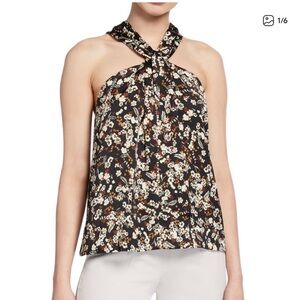 Rebecca Minkoff Criss Cross Halter High Neck Tank Blouse Size M